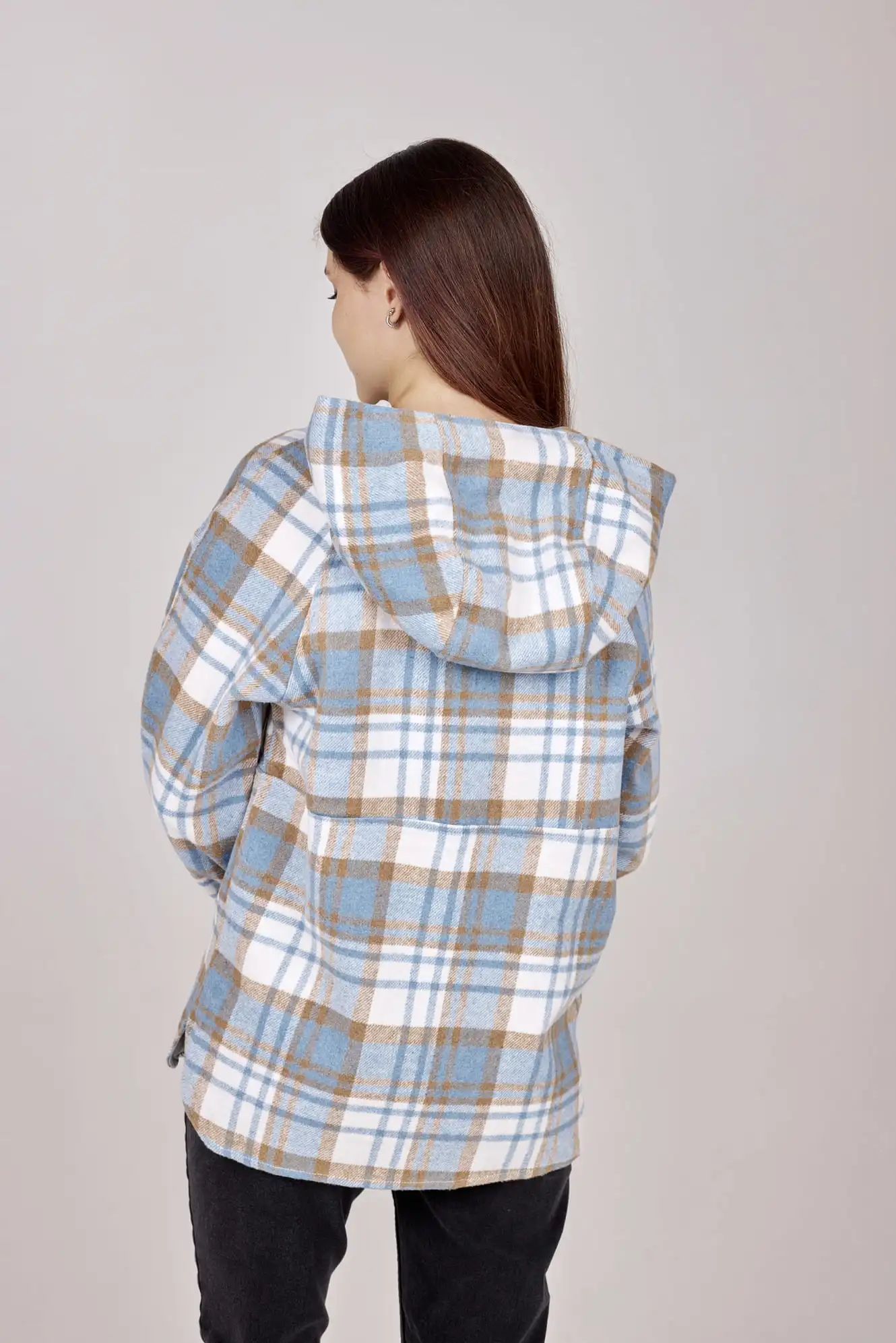 Худи синяя клетка для женщин 152/200/32113-209 62