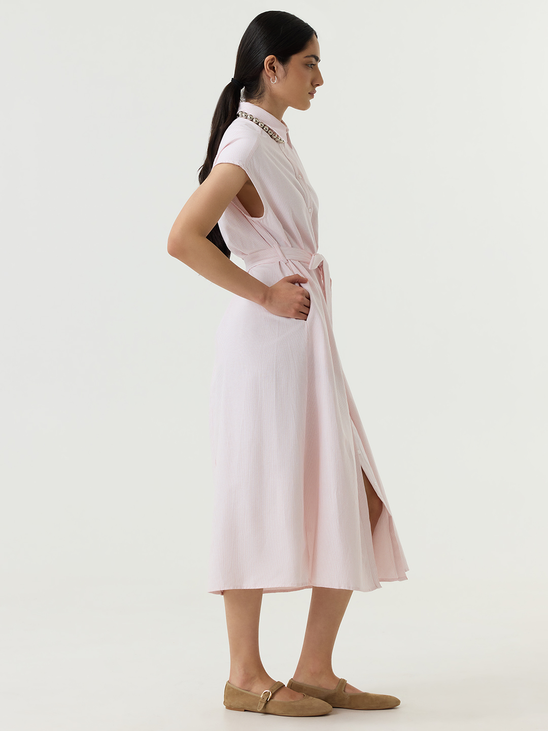 Платье бело-розовая полоска для женщин 48153-51 54