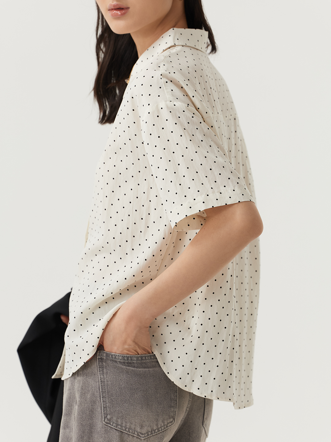 Рубашка белый в черный горошек  для женщин 48303-297 66