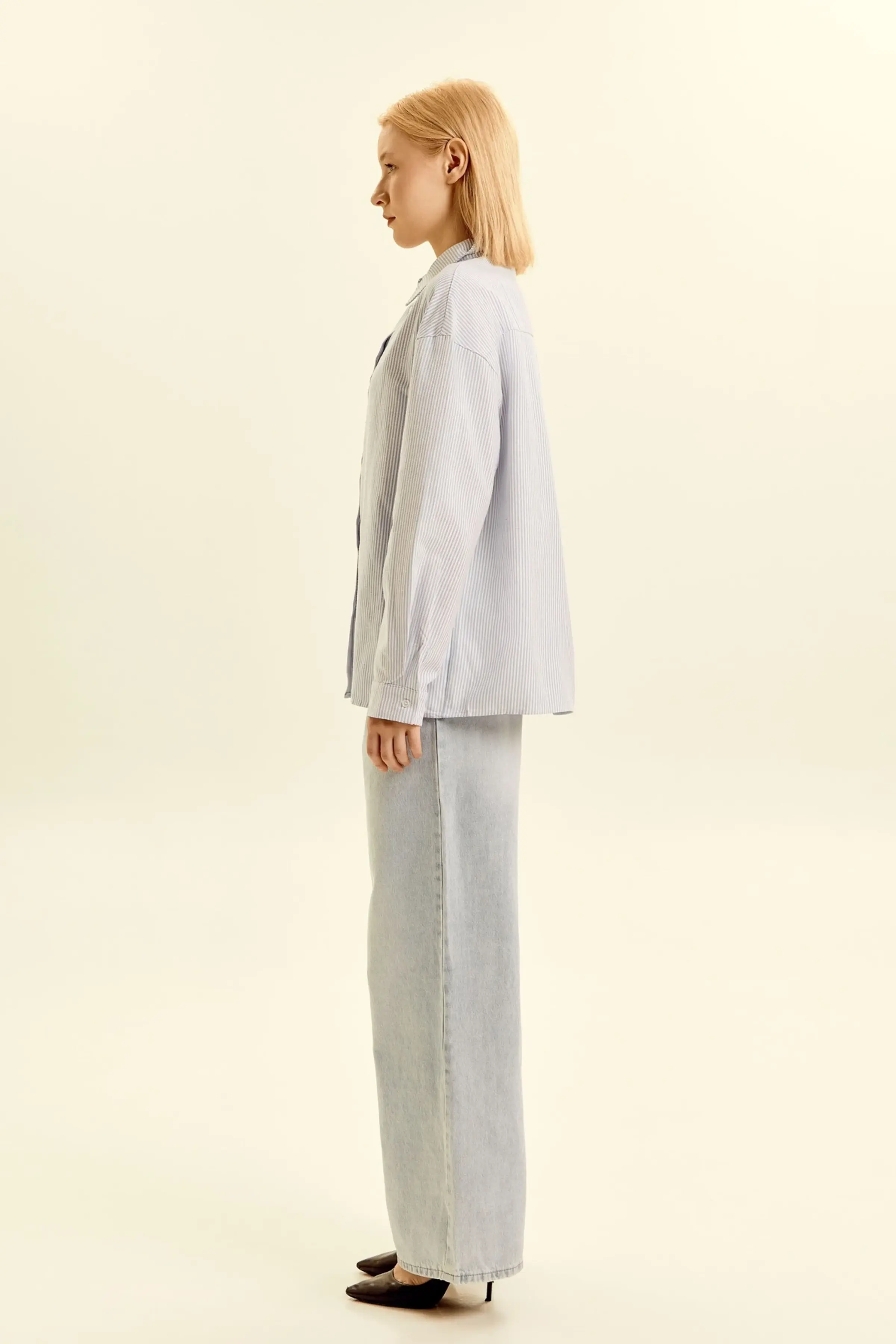 Рубашка бело-голубая полоска для женщин 46274-47 66