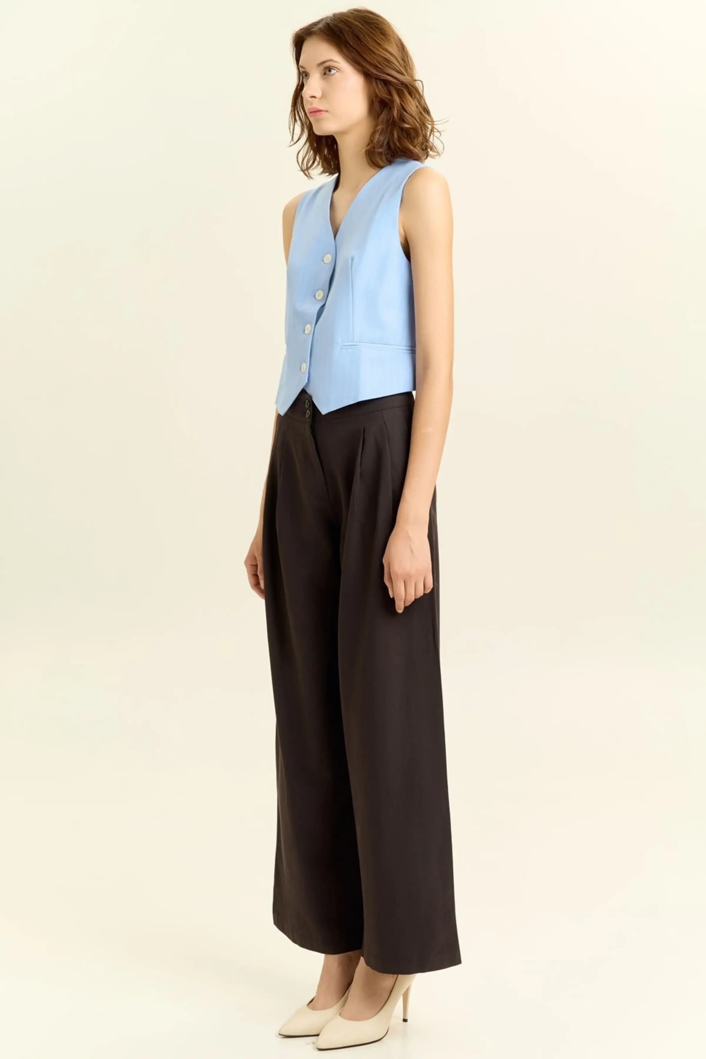 Жилетка бело-голубая полоска для женщин 45108-47 68