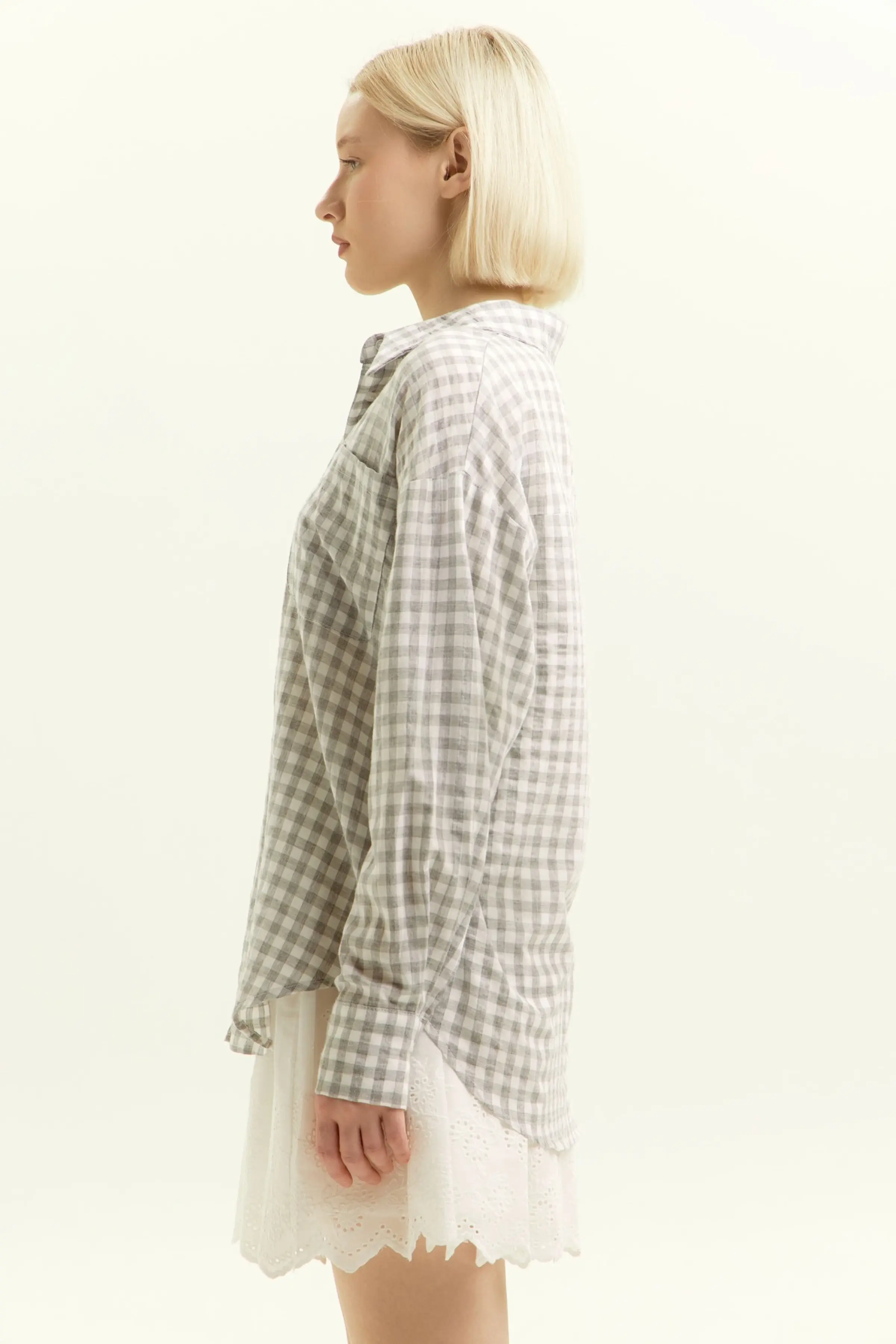 Рубашка серая клетка для женщин 45239-70 66