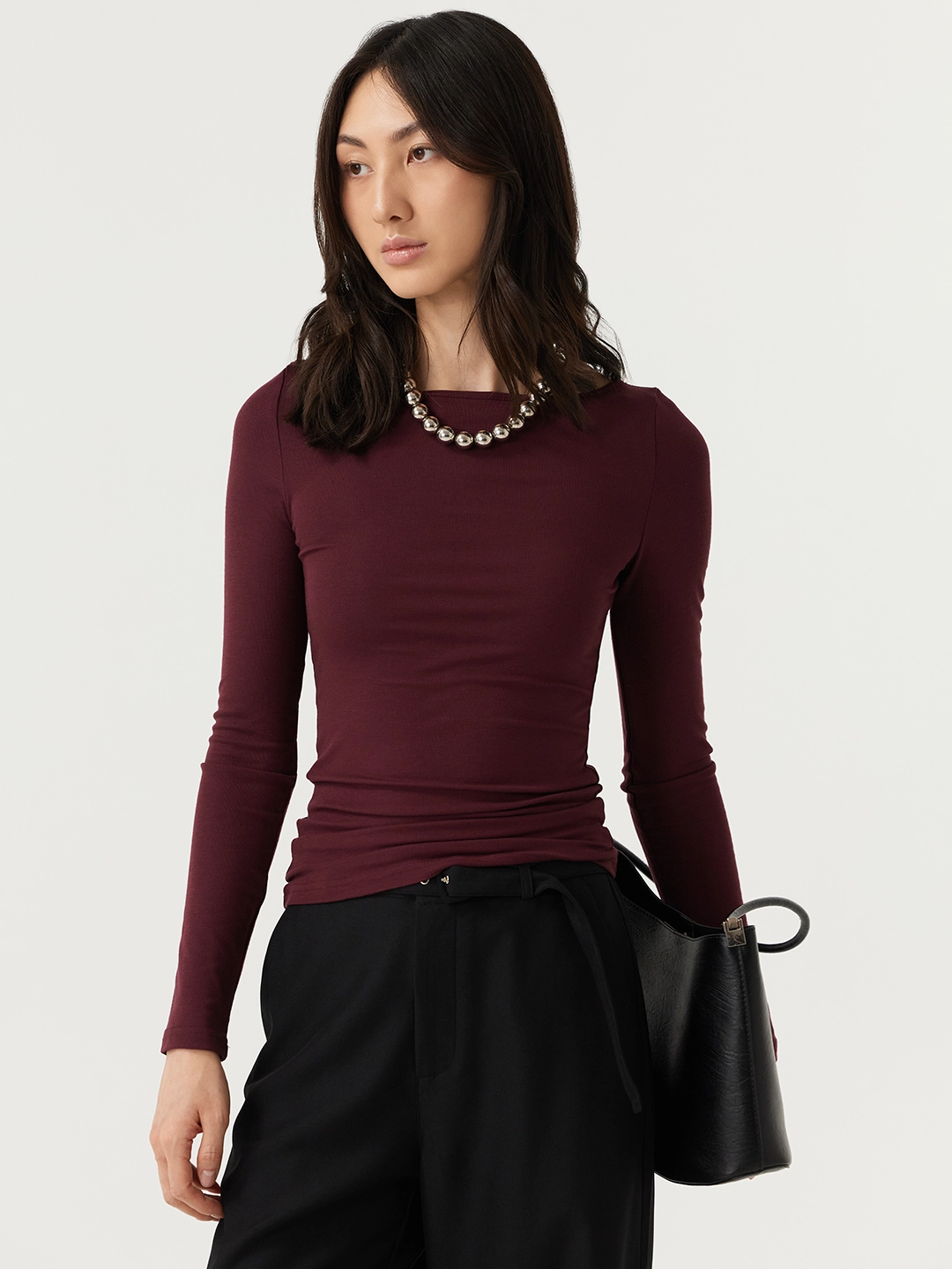 Лонгслив бордовый для женщин 48108-67 59