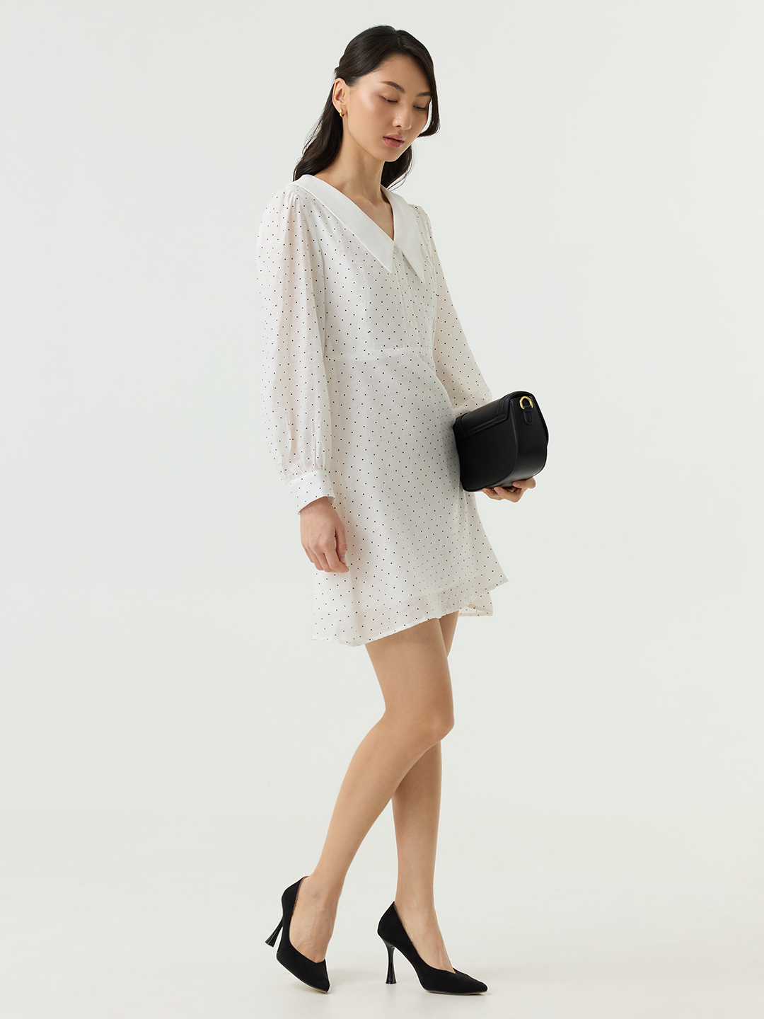 Платье белый в черный горошек  для женщин 48228-297 54