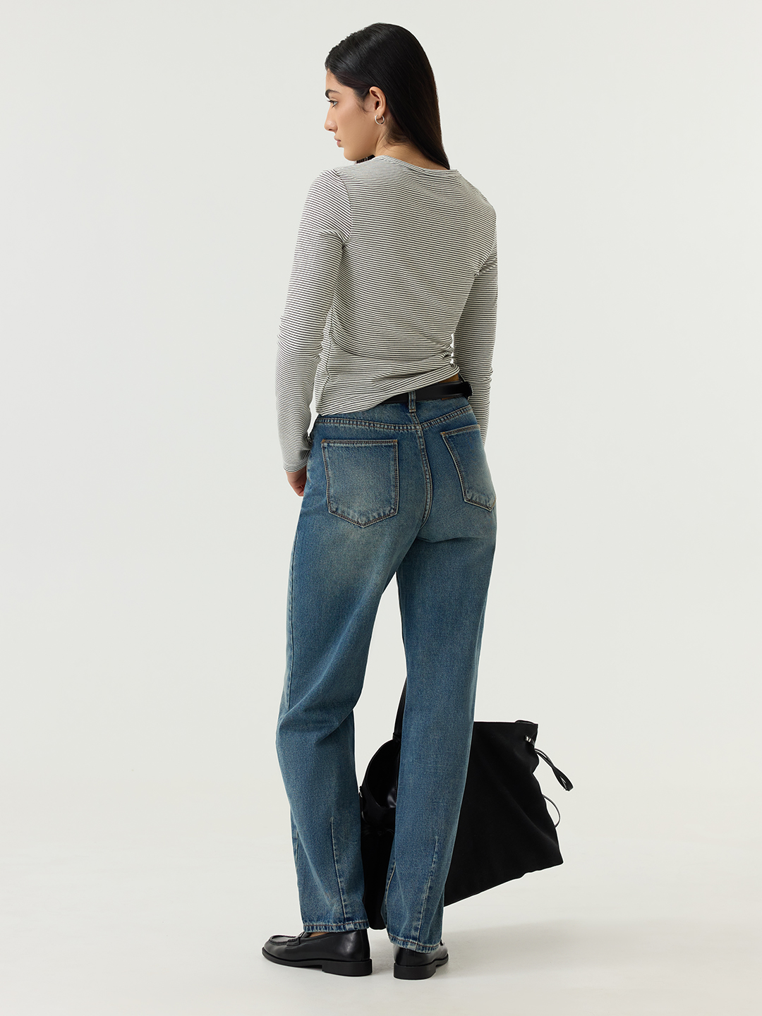 Лонгслив бело-черная полоска для женщин 48191-46 59