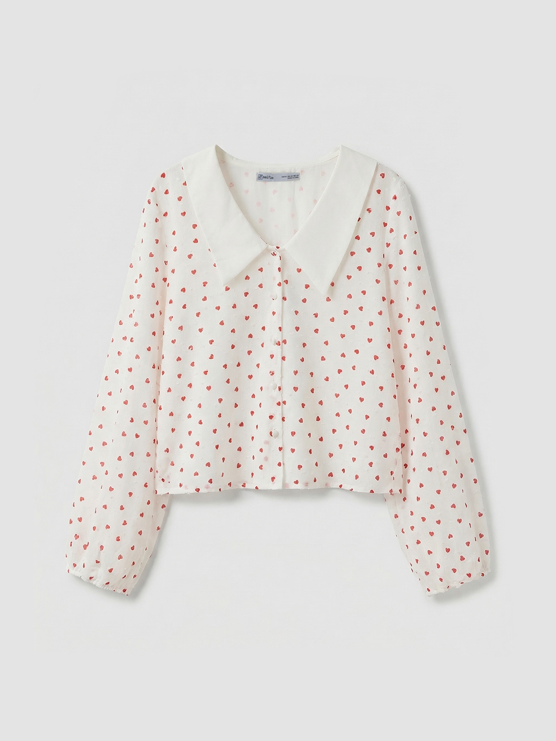 Блузка белый в принт сердечко для женщин 48261-299 28