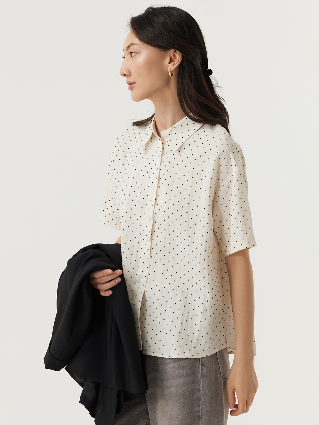 Рубашка белый в черный горошек  для женщин 48303-297 66