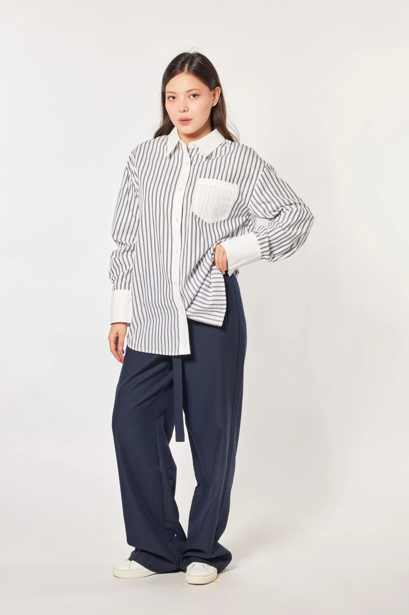 Рубашка бело-черная полоска для женщин 44249-46 66