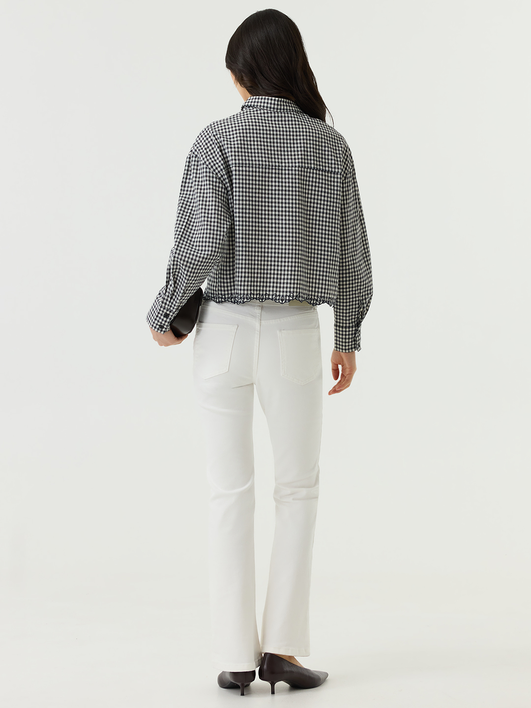 Рубашка бело-черная клетка для женщин 48256-56 66