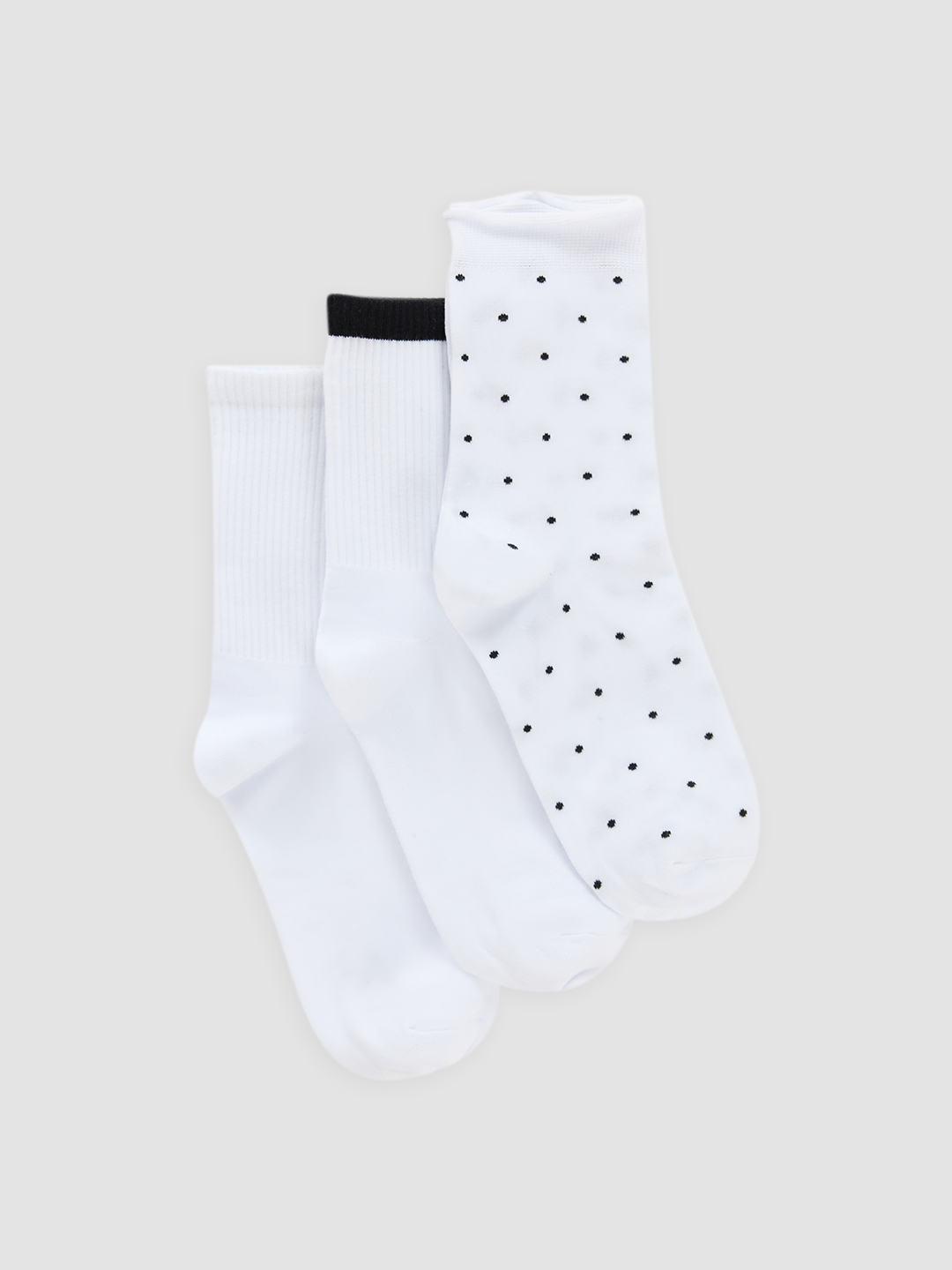 Носки черный горошек+белый+черно-белая полоска для женщин K48-253-309 21