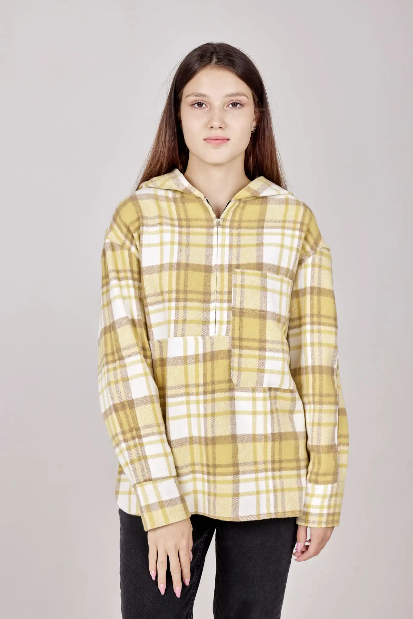 Худи желтая клетка для женщин 152/200/32113-55 62