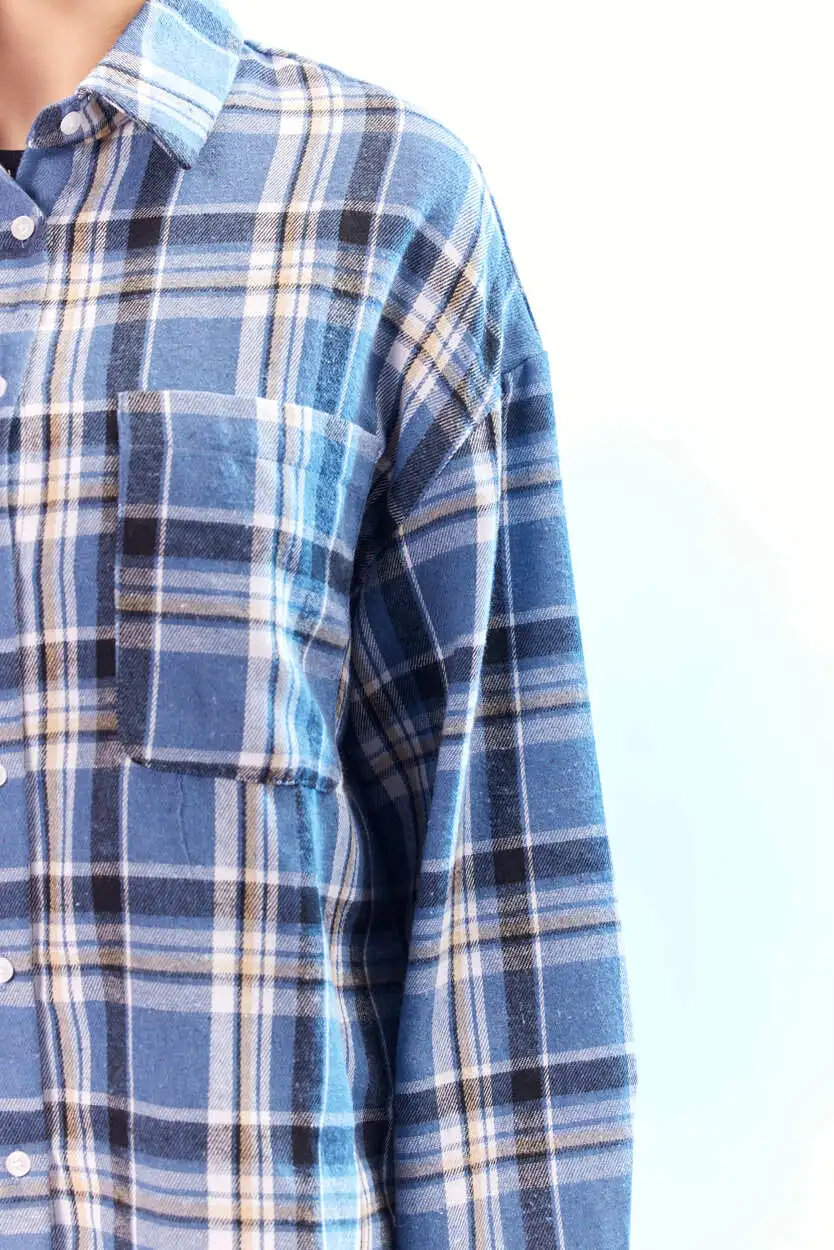 Рубашка синяя клетка для женщин 44247-209 66