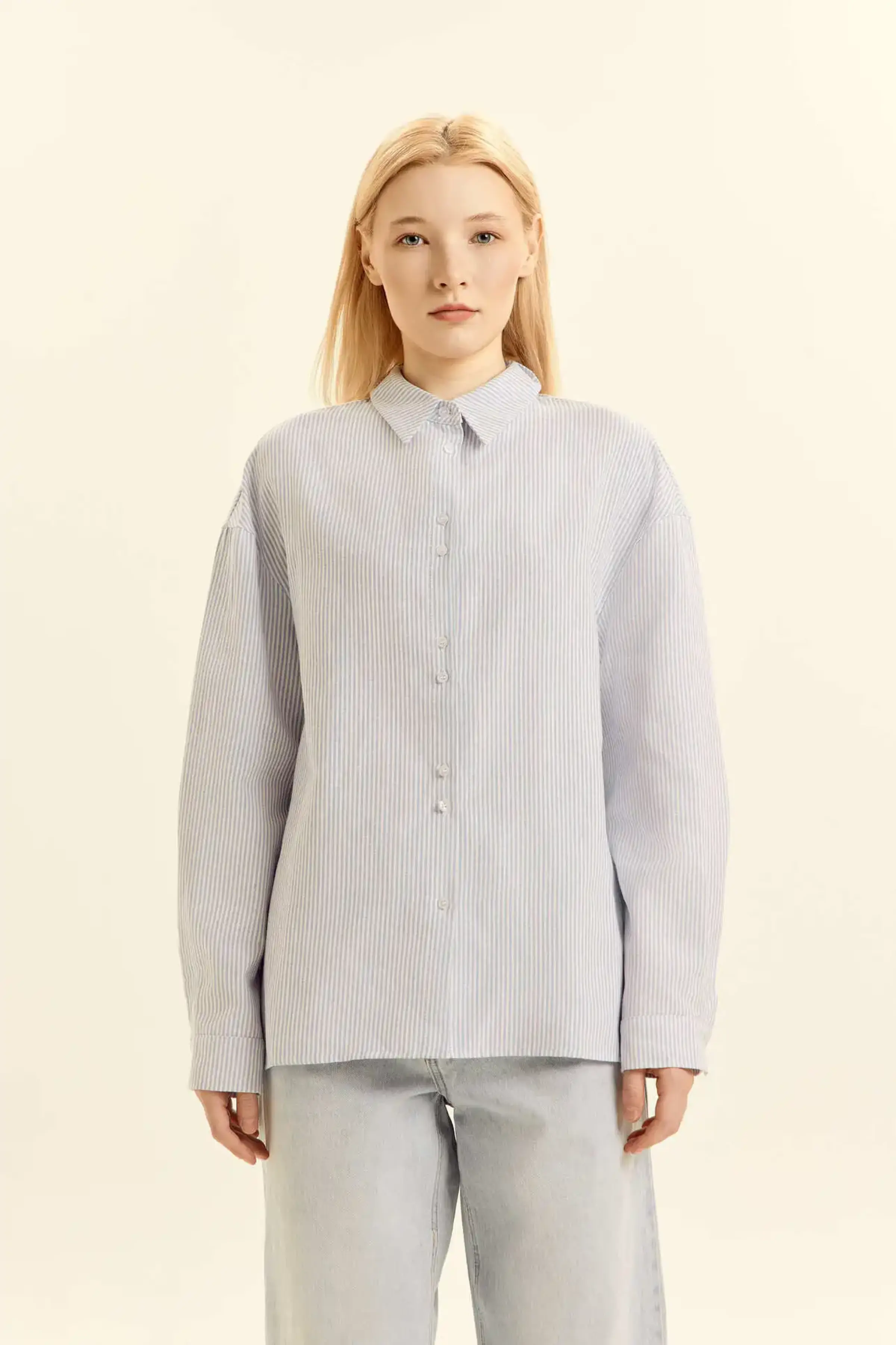 Рубашка бело-голубая полоска для женщин 46274-47 66