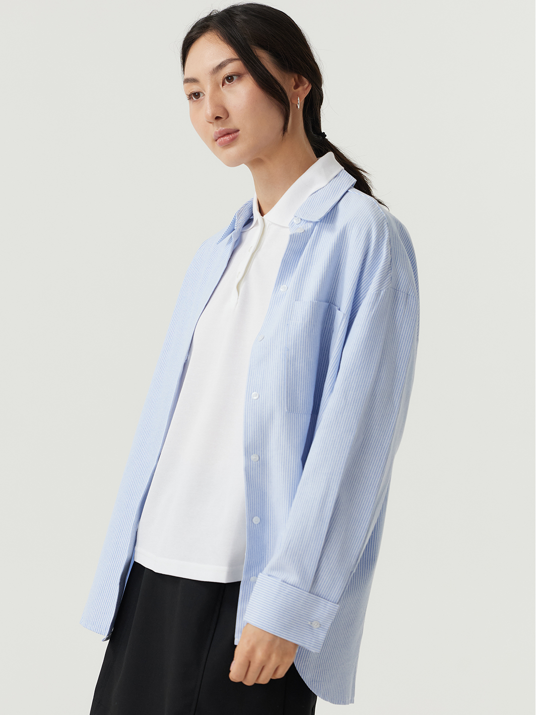 Рубашка бело-голубая полоска для женщин 48344-47 66