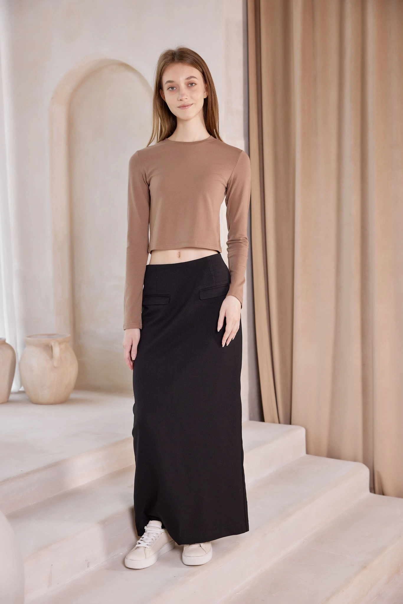 Лонгслив коричневый для женщин 42144-13 59